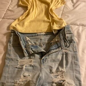 Windsor Blue Boyfriend Jeans Distressed Casual